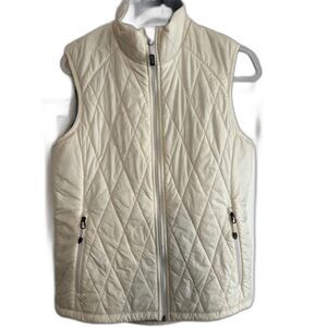 EMS Down Alternative zip puffer vest off-white cream pockets internal pocket